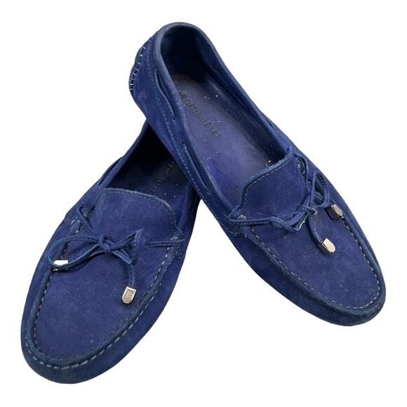 SAKS FIFTH AVENUE Loafers Suede Leather Driving Loafers Purple Blue size 8.5 - Picture 1 of 8